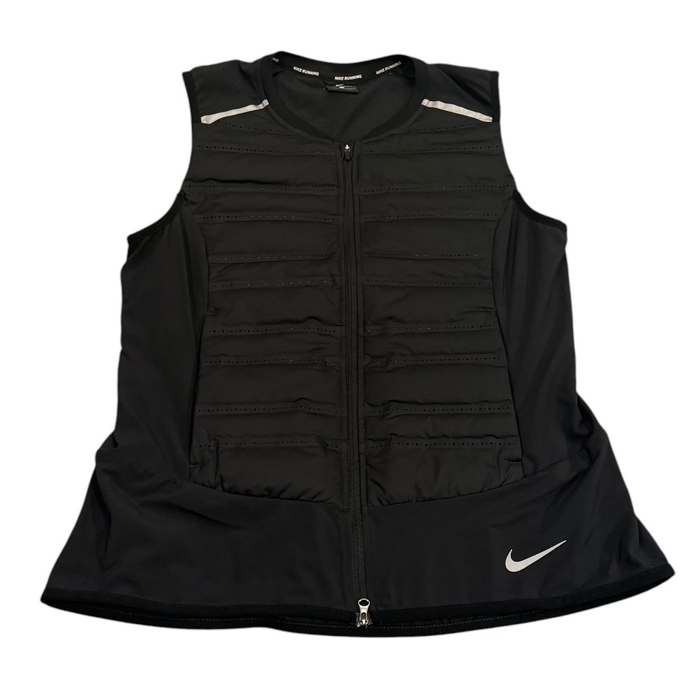 Nike Aeroloft Running Vest‎ Womens Medium Black Puffer Goose Down Zip Packable